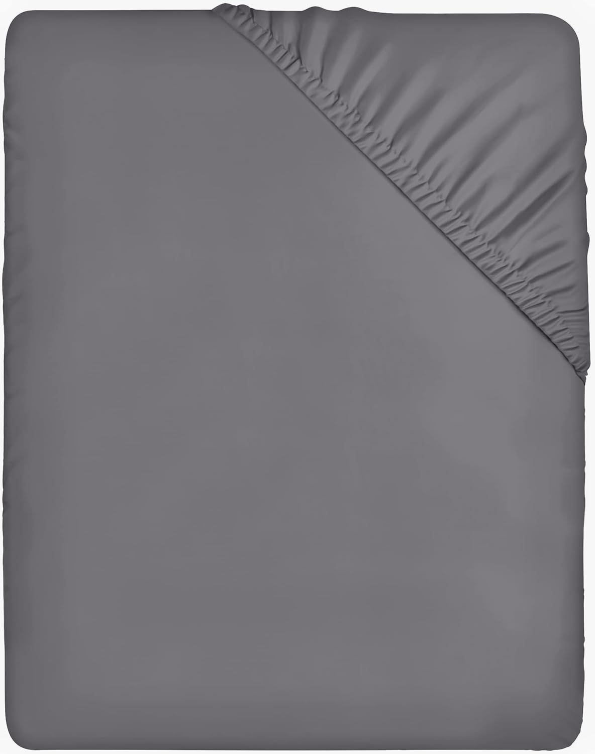 Bedding Fitted Sheet Double, Grey - Deep Pocket 14 inch (35 cm) - Easy Care - Soft Brushed Microfibre Fabric - Shrinkage and Fade Resistant - Bottom Sheet