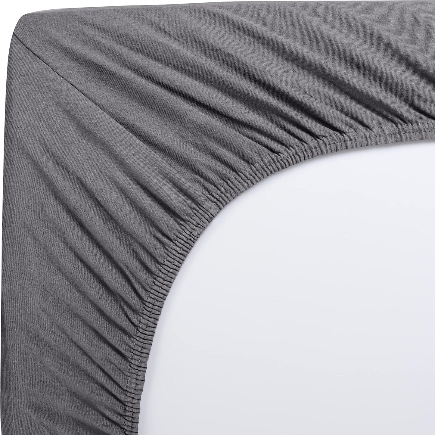 Bedding Fitted Sheet Double, Grey - Deep Pocket 14 inch (35 cm) - Easy Care - Soft Brushed Microfibre Fabric - Shrinkage and Fade Resistant - Bottom Sheet