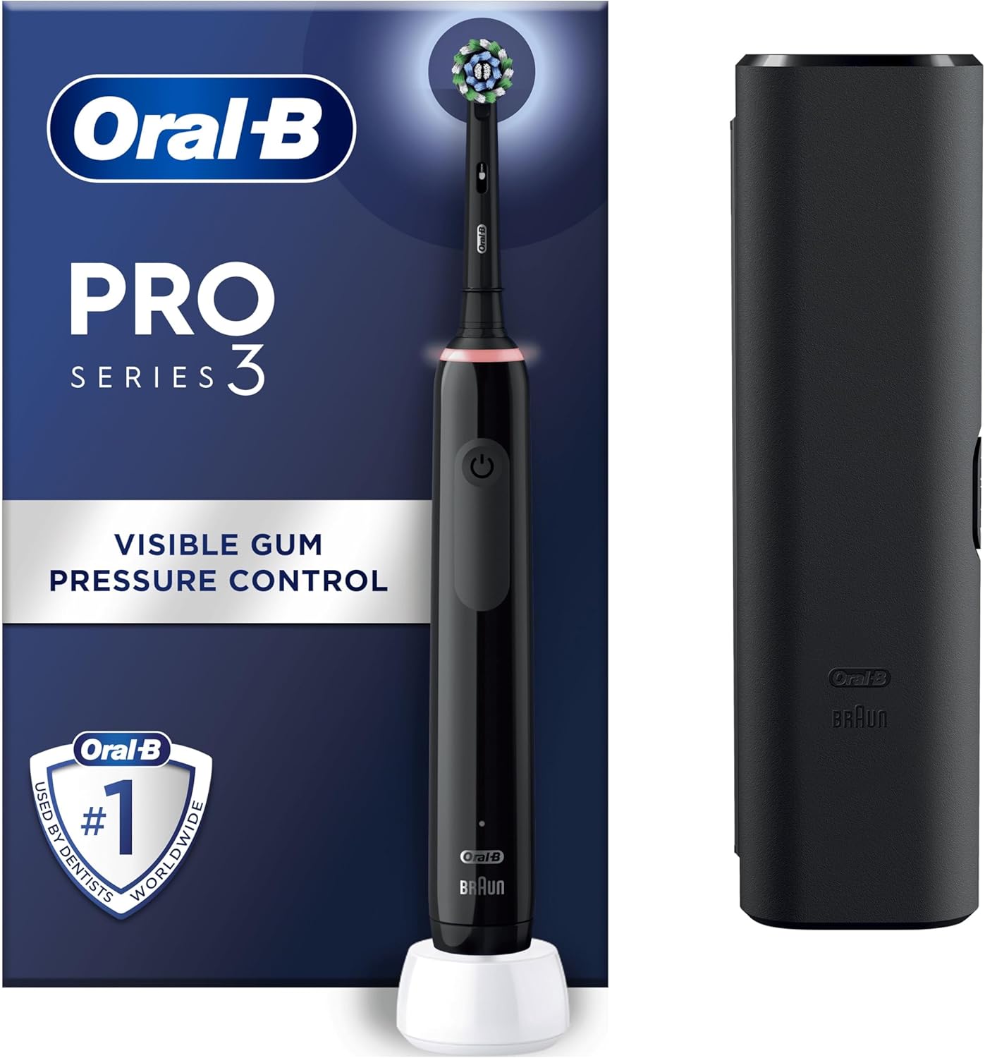 Oral-B Pro 3 Electric Toothbrushes For Adults, Gifts For Women / Men, 1 Cross Action Toothbrush Head & Travel Case, 3 Modes with Teeth Whitening,